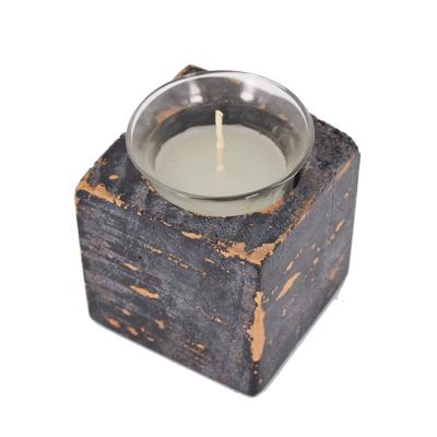 China Europe Cup Glass Wooden Timber Reusable Ritual Set Wooden Bulk Candle Holder for sale