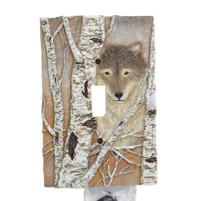 China Resin Lamp Switch Cover Fancy Birch Wolf Switch Plate Wall Switch Electric Decorative Board 13*8.5*1cm for sale