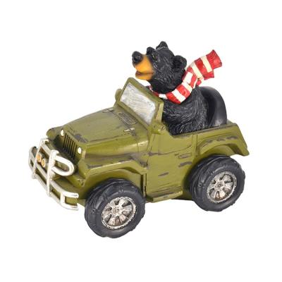 China Polyresin Resin Bear Driving Car Piggy Bank Money Counting Kids Piggy Bank For Children for sale