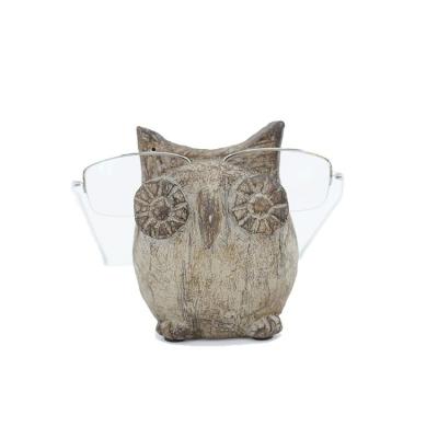 China Resin Wood Like Owl Glasses Holder Desktop Eyeglasses Stand Stents Craft 8.3*9*10.2cm for sale