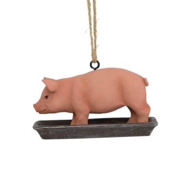 China Resin Pig Bowl Ornament\Christmas Resin Hanging Tree Ornament for sale