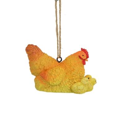 China Resin Mom Chicken Ornament Tree Hanging Christmas Ornament Pendant for sale