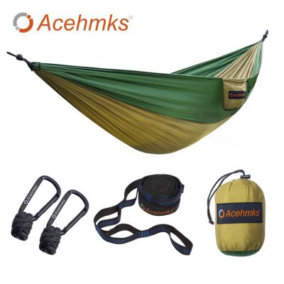 China Adult Camping Portable Double Hammock Hammock With Tree Ropes , Lightweight Nylon Parachute Swings Accessories Camping Gear for sale