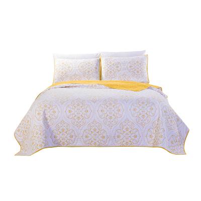 China Folded Printed Quilting 100% Cotton Comforter 3 Piece Bedspread Set Quilting Set for sale