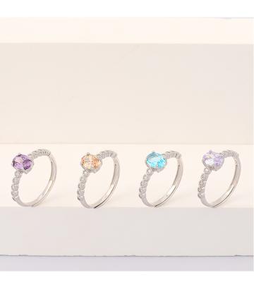 China Ring Jewelry Fashion Engagement Gem Stone King 925 Sterling Silver Oval Shape Hand Colored Simple Romantic Gemstone Women for sale