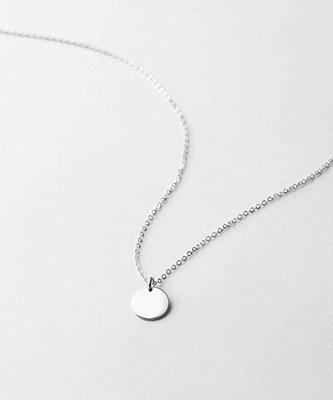 China 925 Sterling Silver Simple Small Full Moon Disc Circle Round Minimalist Geometric Chain Delicate Coin Scarf for sale