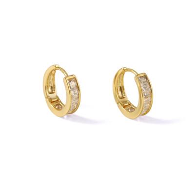 China CLASSIC Small Zircon Hoop Earrings 18k Gold Plated Rhinestones Crystal Hoops Earrings for sale