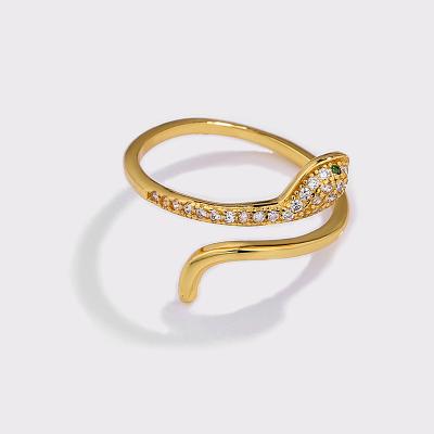 China CLASSIC Gold Plated Snake Vintage Adjustable Open Ring Animal Ring With Finest Zircon For Women Teen Girls for sale