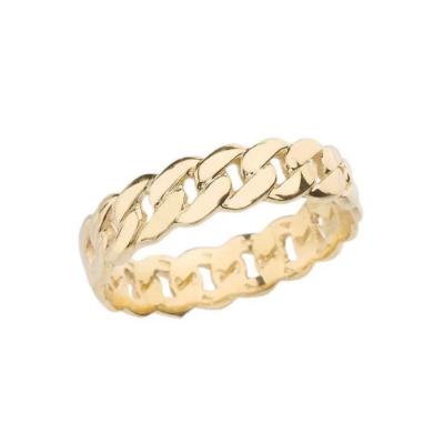 China CLASSIC Cuban Link Chain Band Yellow Gold Celtic Wedding Or Fashion Or Wedding Ring For Women for sale