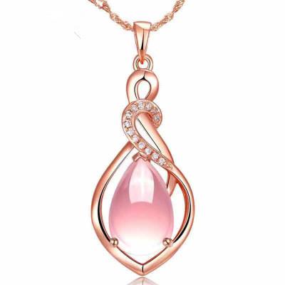 China Beautiful Cute Pink Crystal Female Charm Water Drop Pendants Jewelry for sale