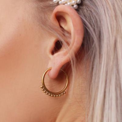 China New Trendy Gold Plated Indian Nose Jewelry Circle Nose Piercing EarringWith Mini Balls Circle Earring for sale