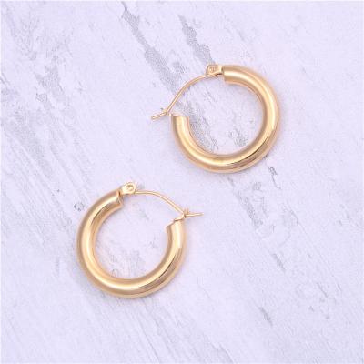 China Hiphop Round Polished TitaniumSteel Single Circle Earing 18k Gold Plated for sale