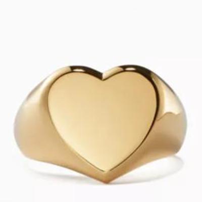 China FASHIONABLE Classic Titanium Ring 18K Gold Sensitive Classic Heart Shape Seal Jewelry Minimalism Steel Ring for sale