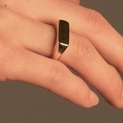 China New FASHIONABLE rectangle steel custom empty seal titanium design gold ring for girl for sale