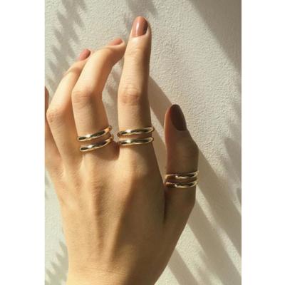 China Fashion Ring Jewelry TRENDY High Polished Cuff Ring Delicate Titanium Steel Adjustable Ring For Girls for sale