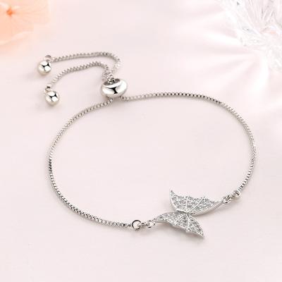 China Factory Cheap Price Romantic Rose Gold Charm And White Gold Butterfly Adjustable Bracelet For Women for sale