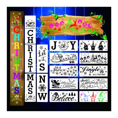 China Fashion Design Christmas Plastic Window Pattern Wood Decoration Stencils Door Decor Set Stencil for sale