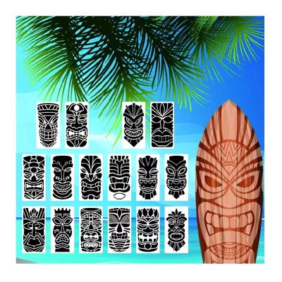 China New16 Pcs Hawaii Totem Cavity Laser Stencils Template Wall Painting Drawing Decorative Stencil for sale