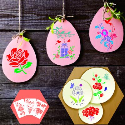 China Reusable Flower Painting Drawing Stencil on Wood Plastic Spring Decoration Drawing Custom Home Stencil for sale