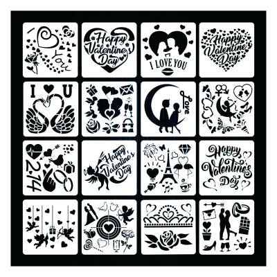 China Valentine Day Drawing Stencil Custom Plastic Cavity Heart Drawing Painting Stencils for sale