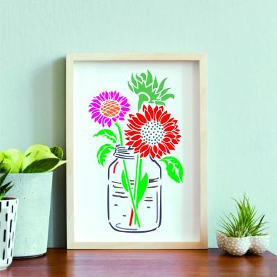 China Custom Reusable Plastic Flower Drawing Tool Spring Painting Home Decoration On Wood Drawing Stencil for sale