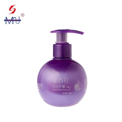 China Wholesales Recyclable Squeeze Pump Lotion Shampoo Round Bottle 220g Baking Soda Toothpaste Bottle for sale