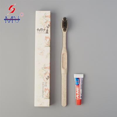 China Eco Friendly Biodegradable Toothbrush Wheat Straw Toothbrush For Home Hotel Travel for sale