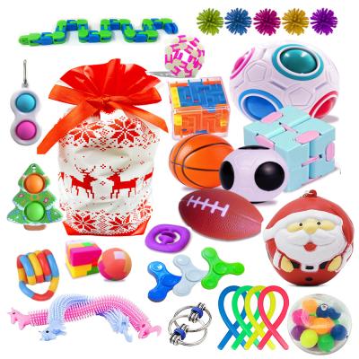 China Christmas Push Bubble Toy 2022 New Year Calendar Jumping Countdown Board Stir Squeeze PU Ball Christmas Gift Package Simple Sensory Toy for sale