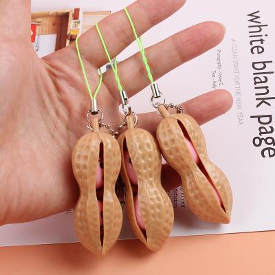 China Plants Toy Fidget Bean Toy Soft Silicone Decompression Pea Peanut Pod Keychain Anti Stimulation Lost Bean Tight fidgety person for kids gift for sale