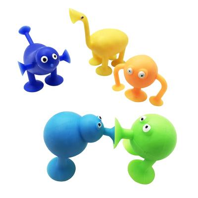 China Building Toy Mini Monster Capsule Model Cartoon Sucker Suction Cups Desk Animal Rubber Ornament For Children Surprise Eggs Toy for sale