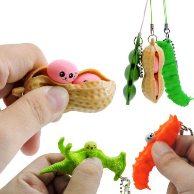 China Safe Material Eco-friendly In Bean Decompression Fidget Toys Finger Toy EDC Anti Stress Green Soybean Main Chain Wholesale Current Tight Toy for sale