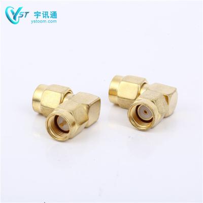 China SMA-jack to RP-SMA-JW adapter gold color L type YA-SMA-08 for sale