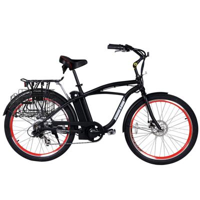 China 2021 New Design Beach Cruiser Bike Electric Bicycle Steel 26 Inch Kenda 26*2.125 Tire Sharing Bike for sale