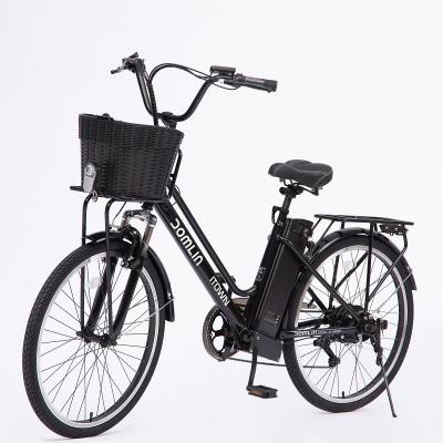 China Aluminum Alloy 26 Inch 6 Speed ​​For City Adult Bicycle Electric Bike Step Through Bike Kenda Green Tires for sale