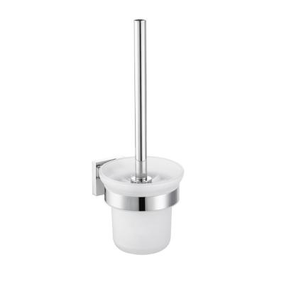 China Modern Hot Selling Modern Minimalist Stainless Steel Toilet Brush Holder Glass Set for sale