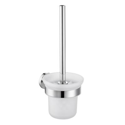 China Low Price Modern Wholesale Bathroom 304 Stainless Steel Commode Toilet Frosted Glass Brush Holder for sale