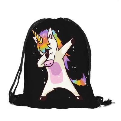 China Non-woven Cartoon Beach Travel Backpack Unicorn Shoes Bag Sport Storage Pocket Waterproof Multicolor Portable Dust Bags Drawstring for sale