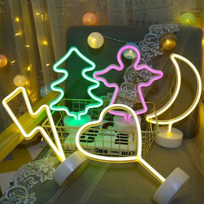 China Beautiful Colorful LED neon Christmas tree modeling lights night lights unicorn with base USB bar net red ins decorative lights for sale