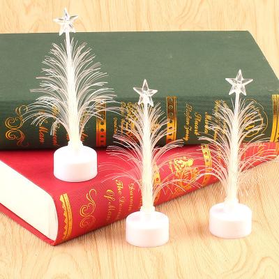 China Beautiful Colorful Mini table top ornament LED Christmas glow colorful color change fiber tree Christmas gift manufacturers wholesale for sale