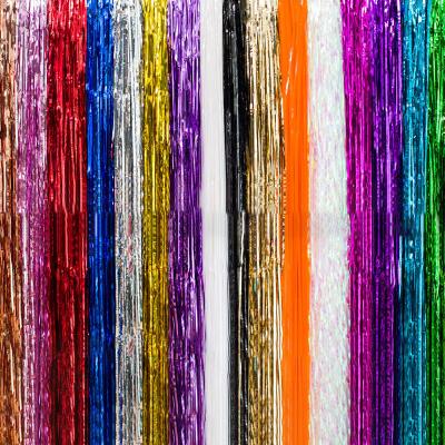 China Beautiful Colorful Rain silk curtain background wall fringe ribbon rain curtain birthday decoration party indoor engagement wedding scene for sale