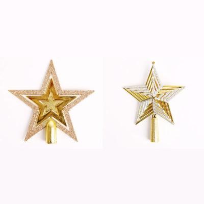 China Wholesale Colorful Plastic Beautiful Home Pendant Star Pentagon Decorations Christmas Tree Decorations Pendant 15cm/20cm Gold for sale