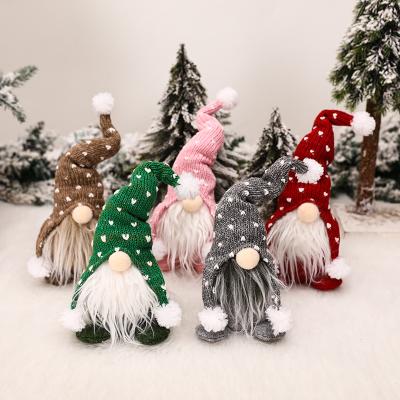 China Beautiful New White Beard Faceless Woodsman Doll Colorful Christmas Nordic Knit Hat Sitting Pose Figurine Ornament for sale