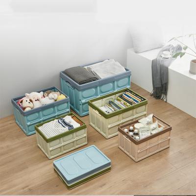 China High Quality Household Stuff Storage Plastic Storage Box For Toys Home Clothes Books Food Stuff Folding Stackable Storage Box Container With Cover for sale