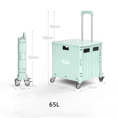 China Plastic Storage Folding Plastic Foldable Storage Box Trolley Box For Car Trunk Outdoor Foldable Trolley With Wheels For Shopping Dig Home Folding for sale