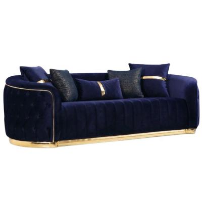 China Modern High Quality Velvet Adorned Lounge Adorned Sofa Luxury Lounge 3 Seat Sofa. for sale