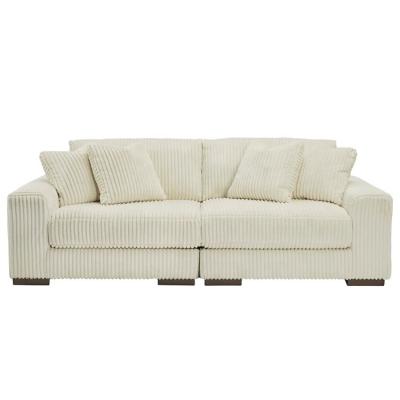 China Modern High Quality Modular Rice Corduroy Loveseat Modular Luxury 2 Seat Sofa. for sale