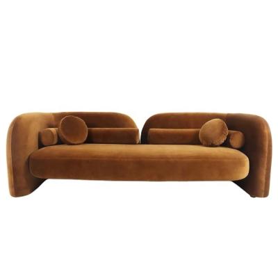 China Other High End Modern Living Room Corner Sofa Luxury 3 Seat Sofa in Caramel Velvet. for sale