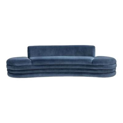 China New Design Curved Modern High-Grade Living Room Angled Sofa Hotel Couch Sofa Blue. for sale