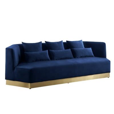 China Other High Quality Modern Velvet Sofa Luxury Lounge Navy Blue 3 Seat Sofa. for sale