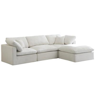 China Hot Selling Modular Plush Cloud 4 Seat Modular Sectional Sofa in White Canvas. for sale